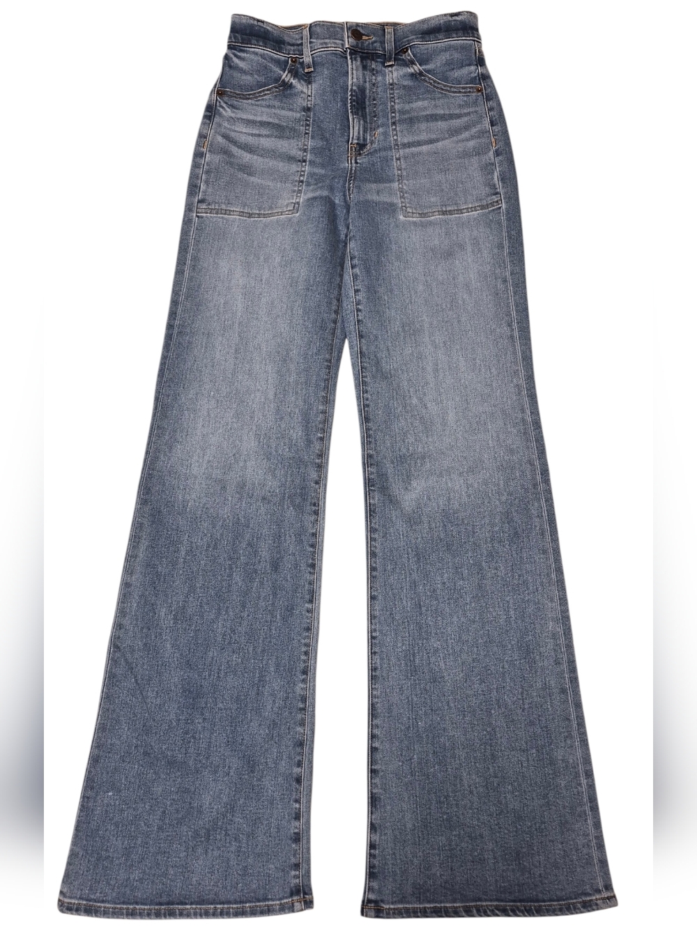 Veronica Beard Crosbie Wide-Leg High-Rise Denim with Pocket Details - Size 27